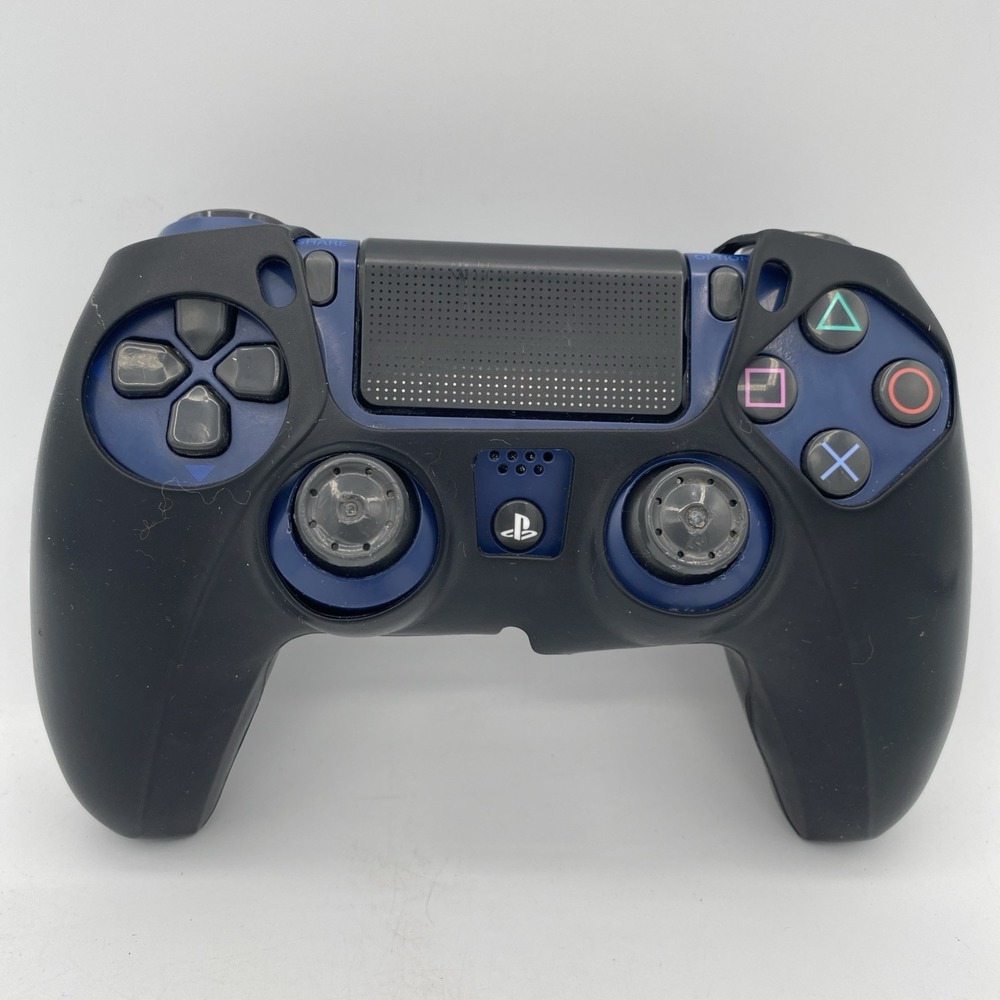 Sony PS4 CUH-ZCT2U Video Game Controller - Blue With Black Grip Cover Tested